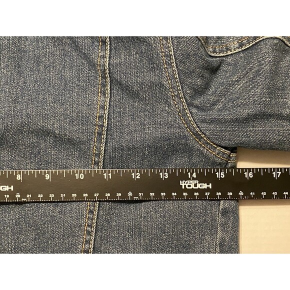 Jean Denim Jacket Boys M 5/6 LEE Pipes Hooded Fleece Lined Warm Coat Patches Y2K - Picture 7 of 16